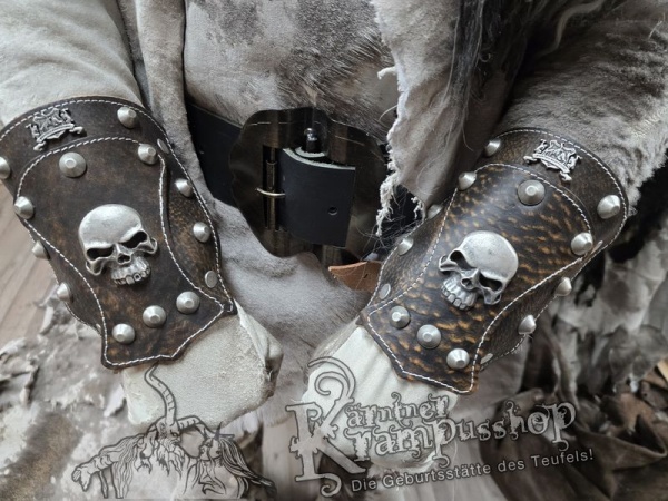 Handgamaschen Braun Modell Skull Klein
