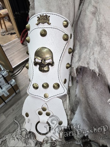 Handgamaschen Weiss Modell Skull Gross