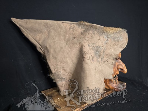 Kaputze BRAUN Ledrig SPITZ nach HINTEN