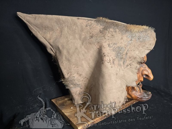 Kaputze BRAUN Ledrig SPITZ nach HINTEN