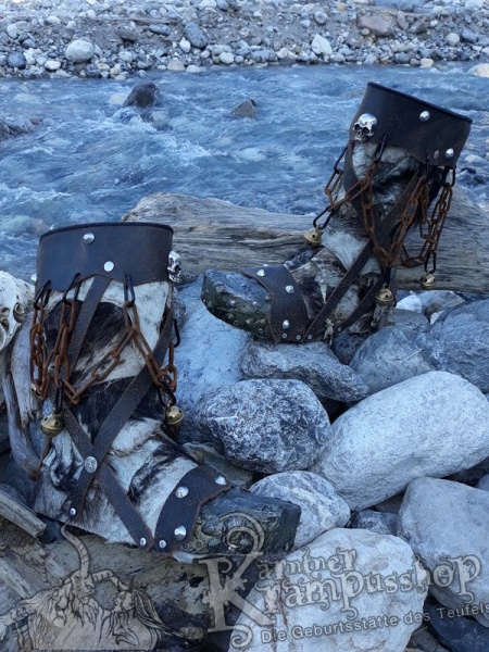 Krampusstiefel mit Kappen Braun Gefalzt