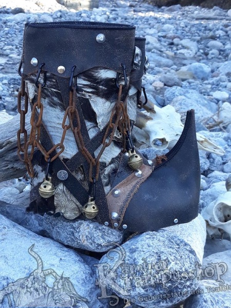 Krampusstiefel mit Spitzen Braun Gefalzt