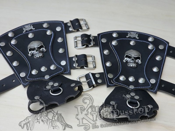 Handgamaschen Schwarz Modell Skull Gross