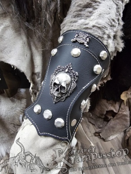 Handgamaschen Schwarz Modell Ornament Skull Klein