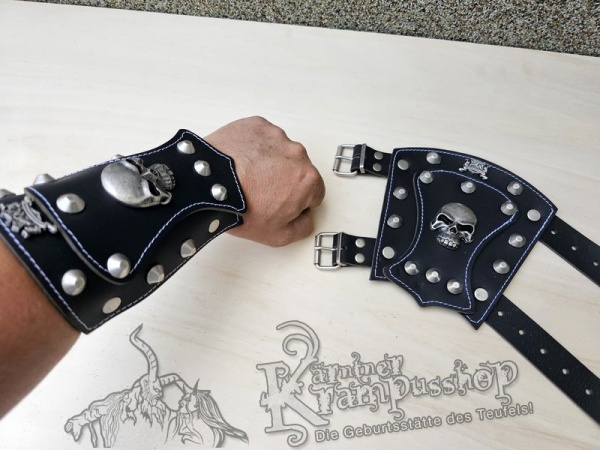 Handgamaschen Schwarz Modell Skull Klein