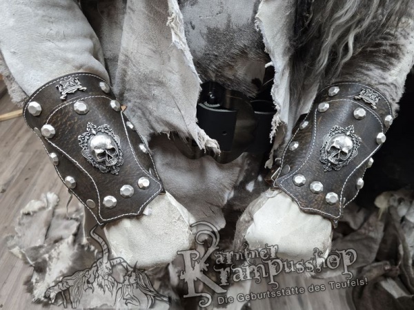 Handgamaschen Braun Modell Ornament Skull Klein