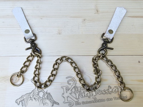 Mantel und Jacken Verschluss Set Weiss Messing