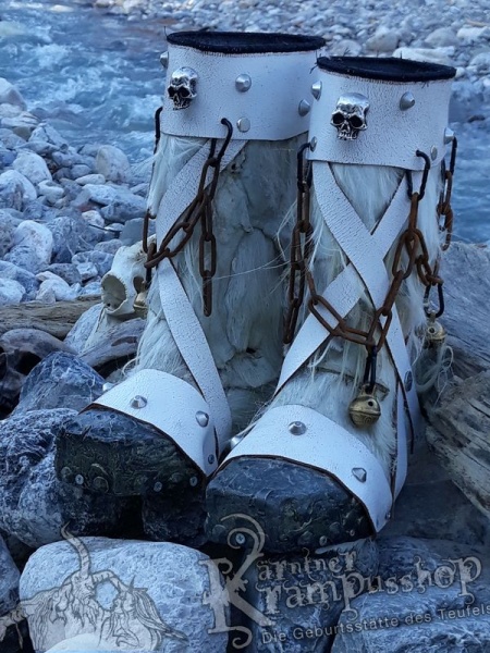 Krampusstiefel mit Kappen Weiß Gefalzt