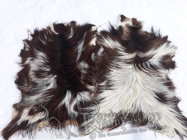 Ziegenfelle Langhaar Scheckig Braun Weiss