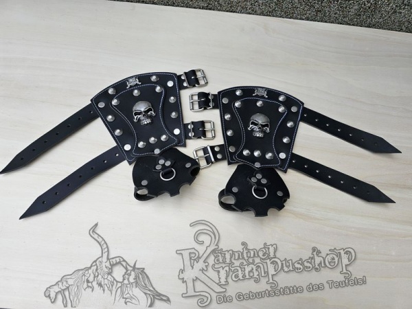 Handgamaschen Schwarz Modell Skull Gross